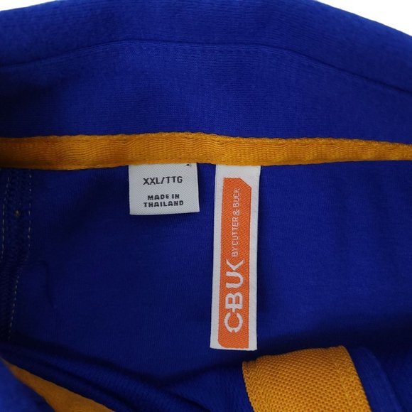 C-Buk Cutter Buck Polo Golf Shirt Mens Size XXL Top Short Sleeve Blue Gold - Picture 11 of 12